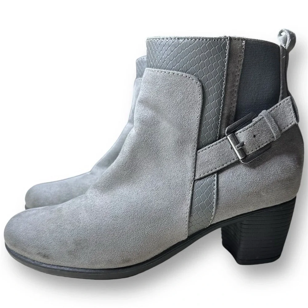 Croft & Barrow  with Ortholite Ecco Women's Gray Ankle Faux Suede Booties Sz 6 M